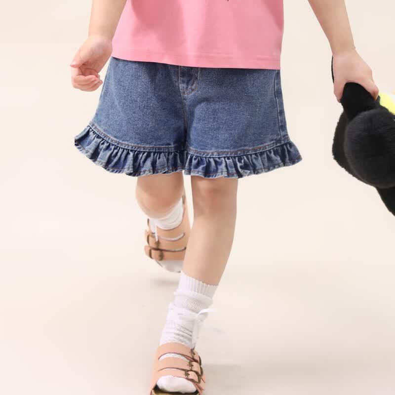 LUSON Girls  Flared Hem Denim Shorts 90