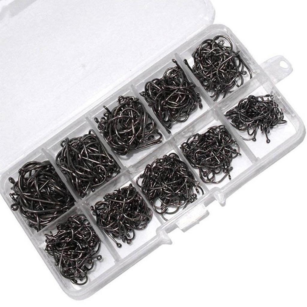 100/500Pcs Barbed Fishing Hook Replacement Circles Hook Carbon Steel Eyed Fish Hook Rustproof Fishing Jig Hook Easy Use