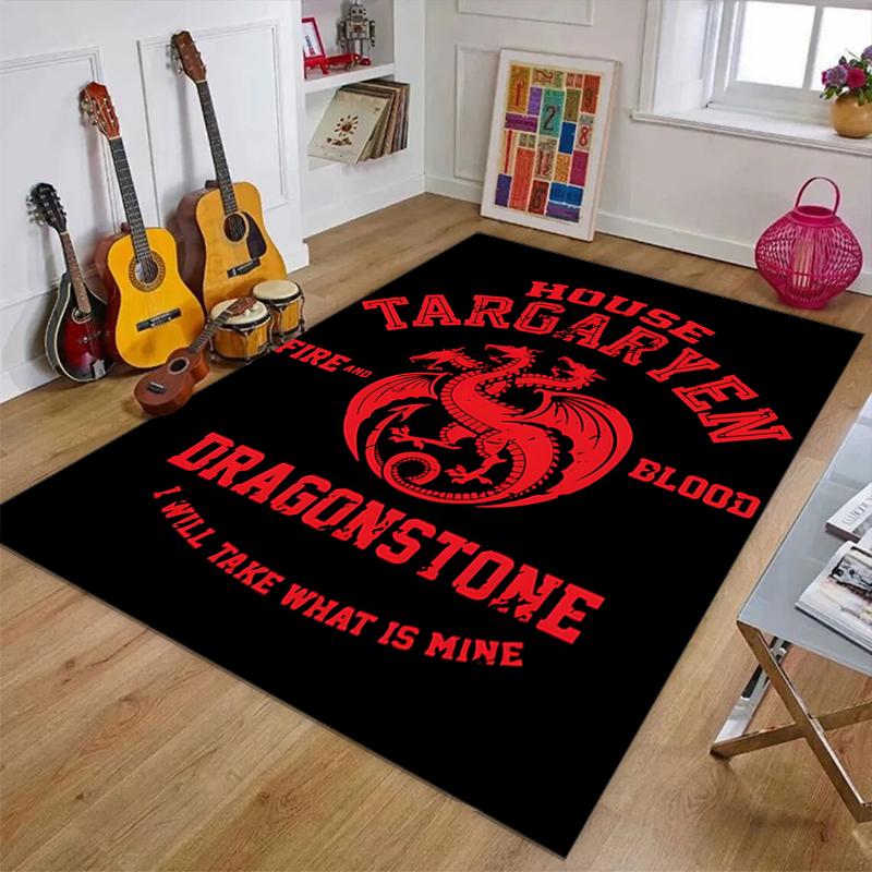 House Targaryen Dragon Polyester Carpet, Soft Indoor Mat for Office Chair, Living Room, Computer Desk - Decorative Home Office Rug Design