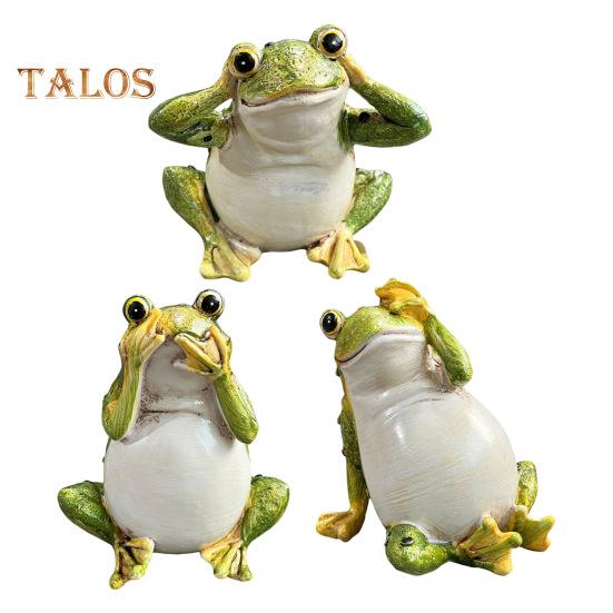 Garden Green Frog Figurine No Speak No Hear No See Frog Statue Resin Animal Sculpture Indoor Outdoor Yard Lawn Decoration Ornament