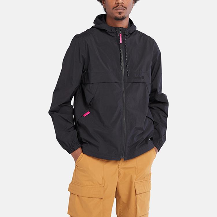 Timberland Logo Printed Hooded Drawstring Zip Jacket Men Jackets A6RAD-001