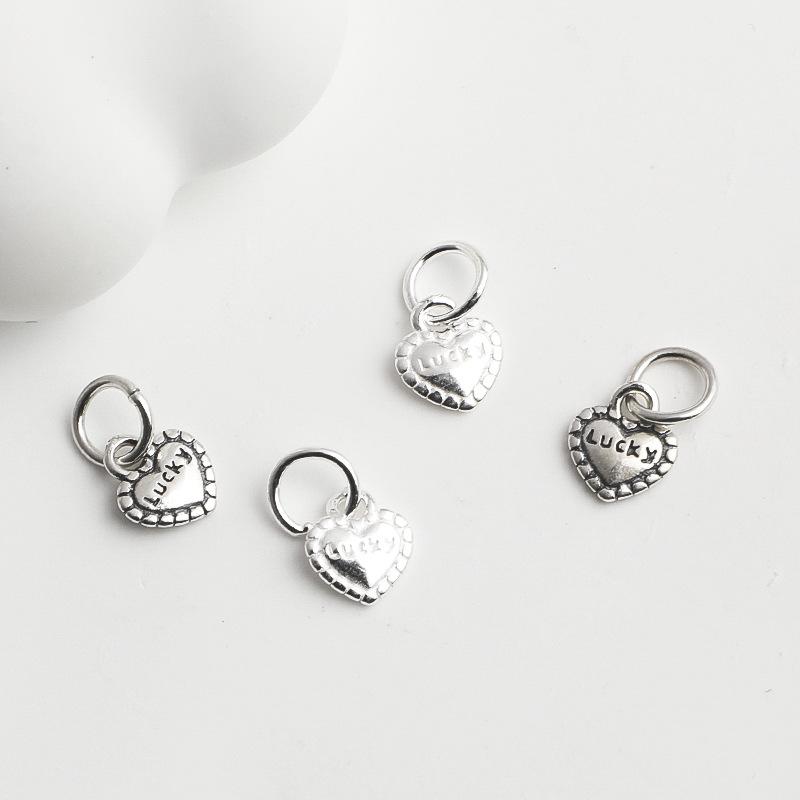 S925 Sterling Silver Heart Pendant Crystal Bracelet/Necklace DIY Charm