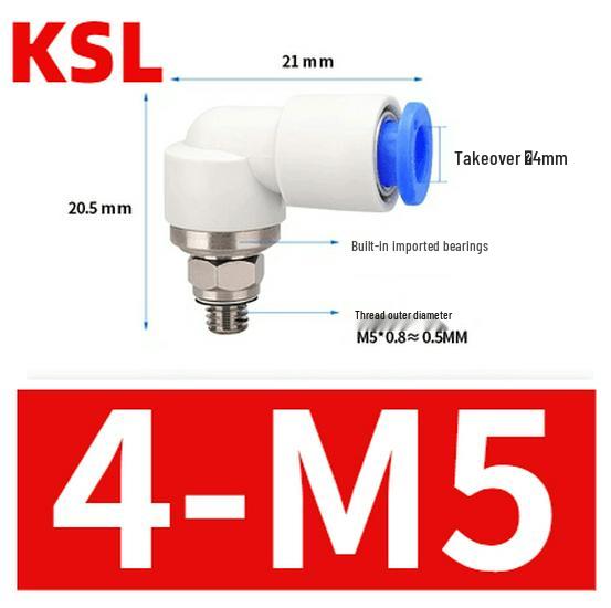 

Pneumatic Quick-Connect Right Angle High-Speed Rotating Joint KSH4-M5 KSL8 Series