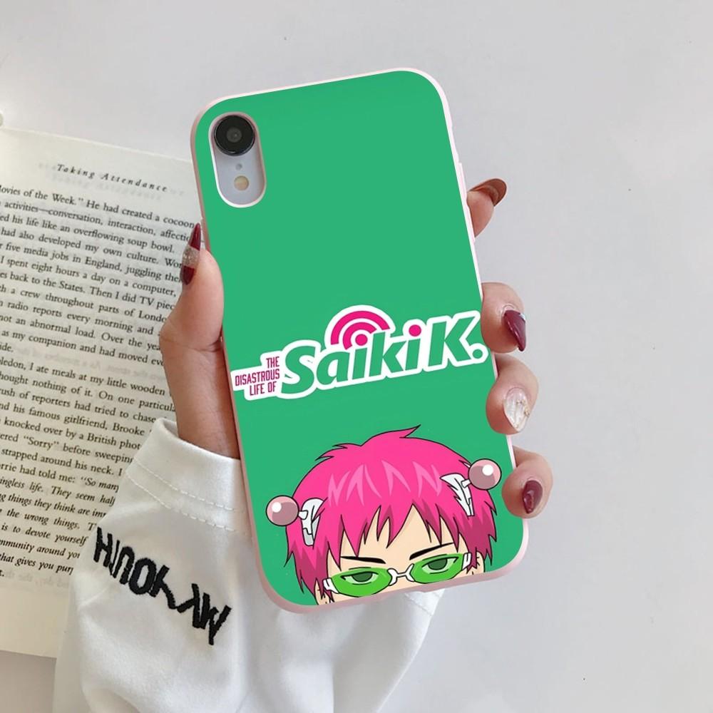 

New Anime Saiki Kusuo Phone Case for iPhone 14 11 12 13 Mini Pro Xs Max 8 7 6 6S Plus X XR Solid Candy Color Case iphone 7 or 8