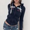 Letter Print Zipper Hoodie For Women Casual Style Short Slim Fit Drawstring Versatile Fashionable Versatile Sports Jacket