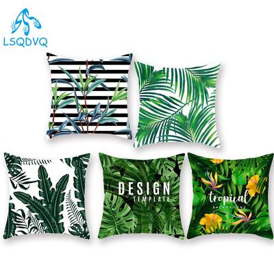 Diy Custom Decorative Pillows Tropical Rainforest Green Leaf Monstera Palm Leaf Polyester Cushion Cover For Sofa Home Car