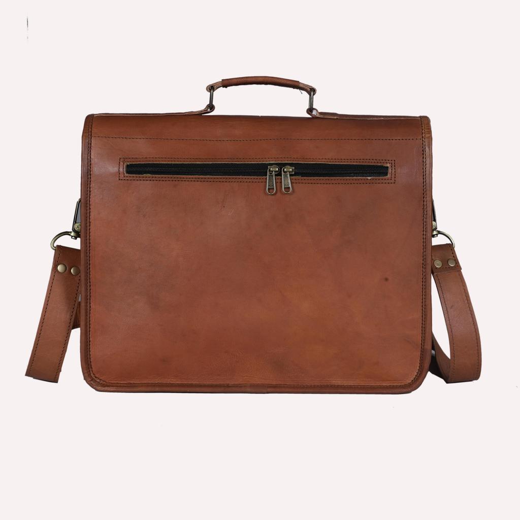 Handmade Leather Messenger Bag for Men & Women | Vintage Brown Leather Satchel | Office Laptop Briefcase | Crossbody Shoulder Bag