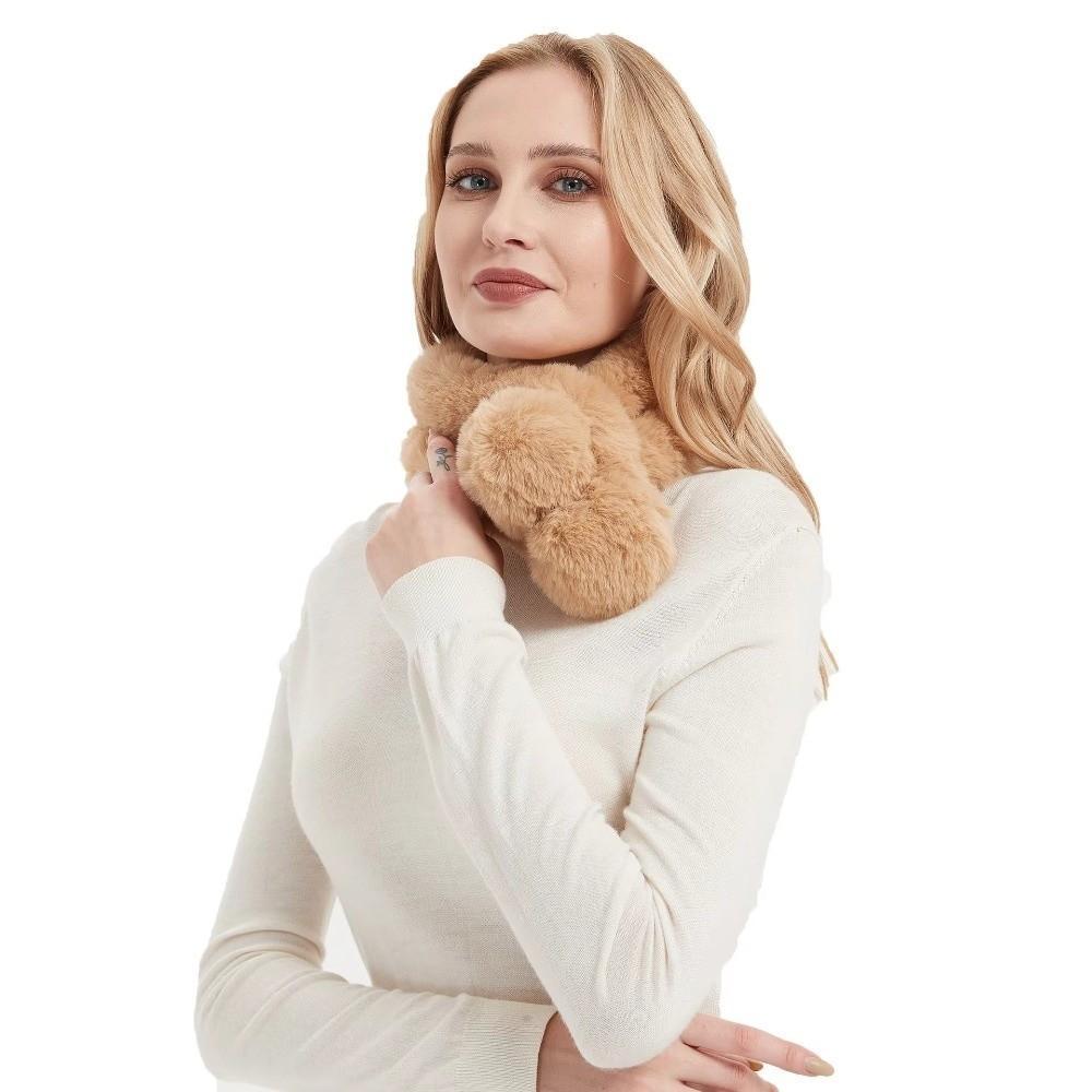 Faux Rabbit Fur Plush Neck Scarf Thicken Double-sided Neck Cover Cute Cross Scarf  Winter