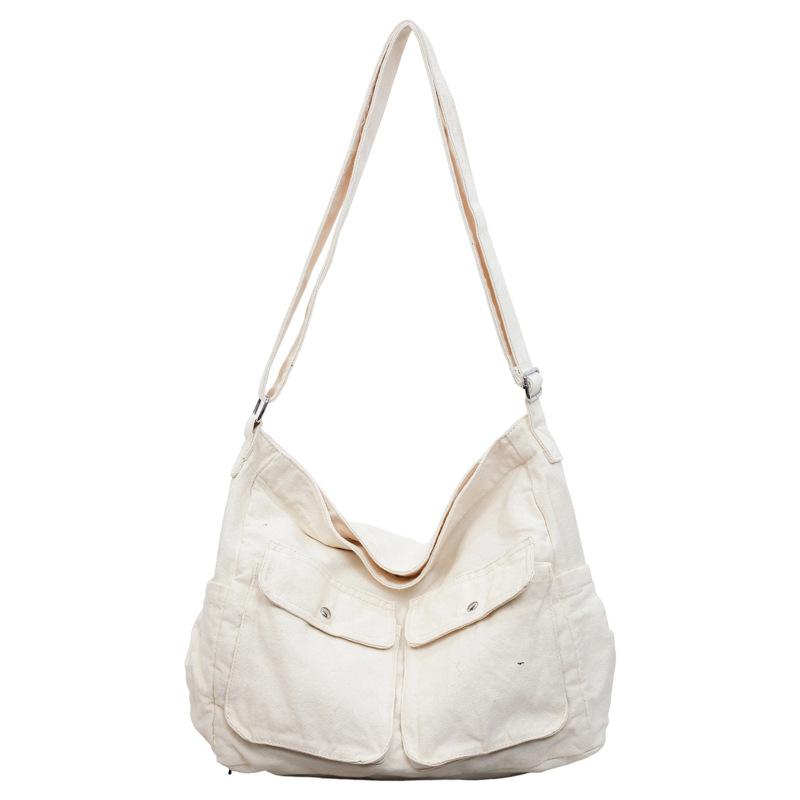

Tote Bag Tooling Style Shoulder Crossbody Bag Large Capacity Canvas Bag For Students
