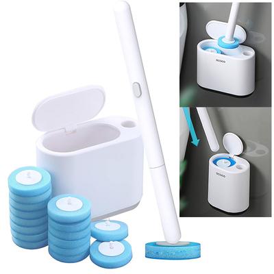 Set di Spazzole Monouso per la Pulizia del WC, Spazzola per WC, Montaggio a Parete, Pulizia di WC e Bagno con Testine di Ricambio per la Conservazione e la Disinfezione