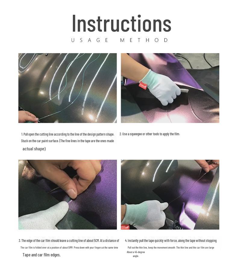 50m JSW Car Color Change Film Cutting Line - Non-marking, Paint-safe, Secure Adhesion with Application Tools.