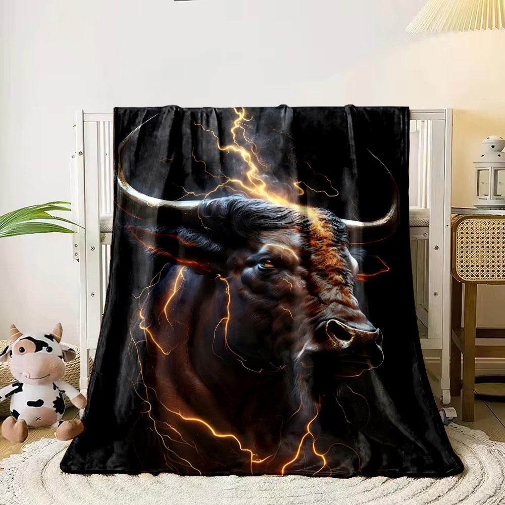 Fierce Lightning Bull Blanket bedroom Blanket for Livingroom Couch lunch break Soft throw for Friend's festival Gift