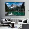 Mountains At Lake Nature Beautiful Scenery Poster Sea Boat Landscape Canvas Painting Wall Art for Living Room Home Decor