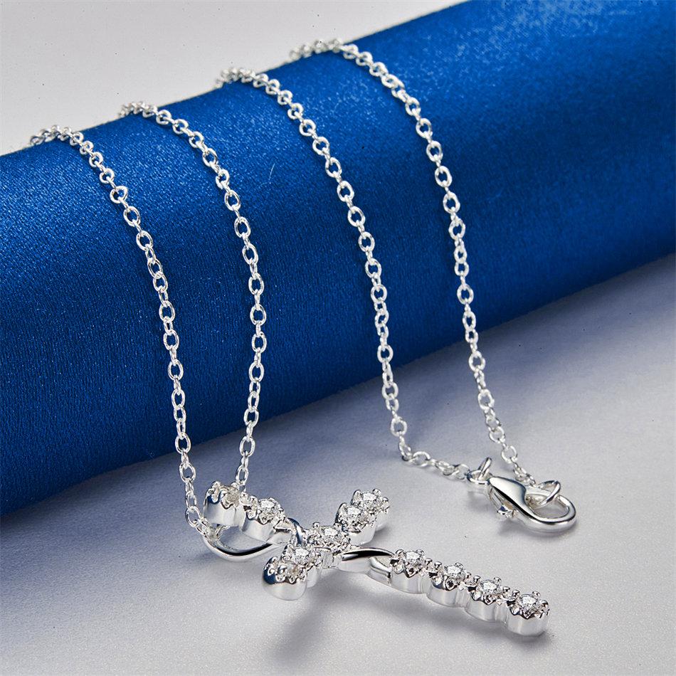 925 sterling silver 16-30 inch exquisite cross zircon pendant necklace for women's fashionable wedding jewelry accessories
