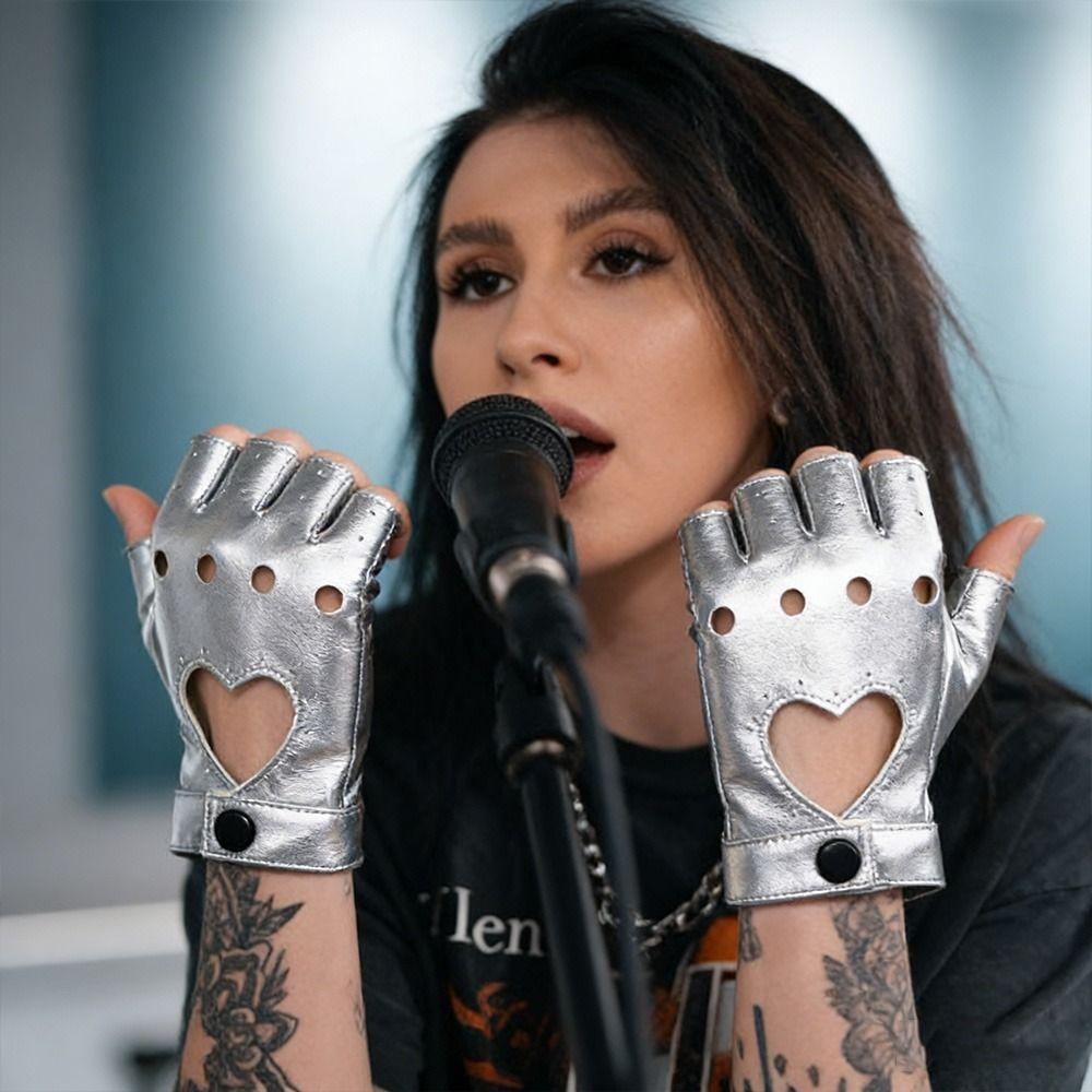 New Fashion PU Leather Fingerless Dance Glove Gothic lolita Jazz Style Cosplay Mittens Cosplay Party Gloves