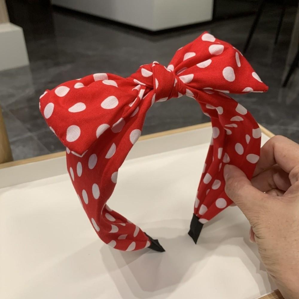 Dot Point Bowknot Hairband Wide Hair Hoop Trend Headband  Women's
