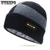 WTEMPO Cold-proof Windproof Outdoor Cycling Knitted Hats Men's Solid Color Thick Fleece Winter Soft Plush Woolen Hats