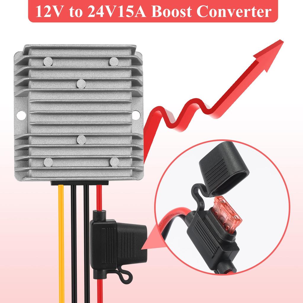 YBBOTT 15A 360W To 24V Boost Power Supply for Electric LED Truck DC/DC 10-22V Converter, DC/DC Converter, Cars, Vehicles, Lights, Beds, Tools, Etc.