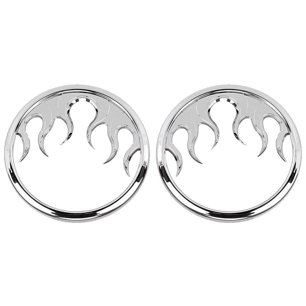 2pcs ABS Motorcycle Flame Speaker Grill Accent Trim Covers for Harley-Davidson Electra Glides, Street Glides, Trikes 2014-