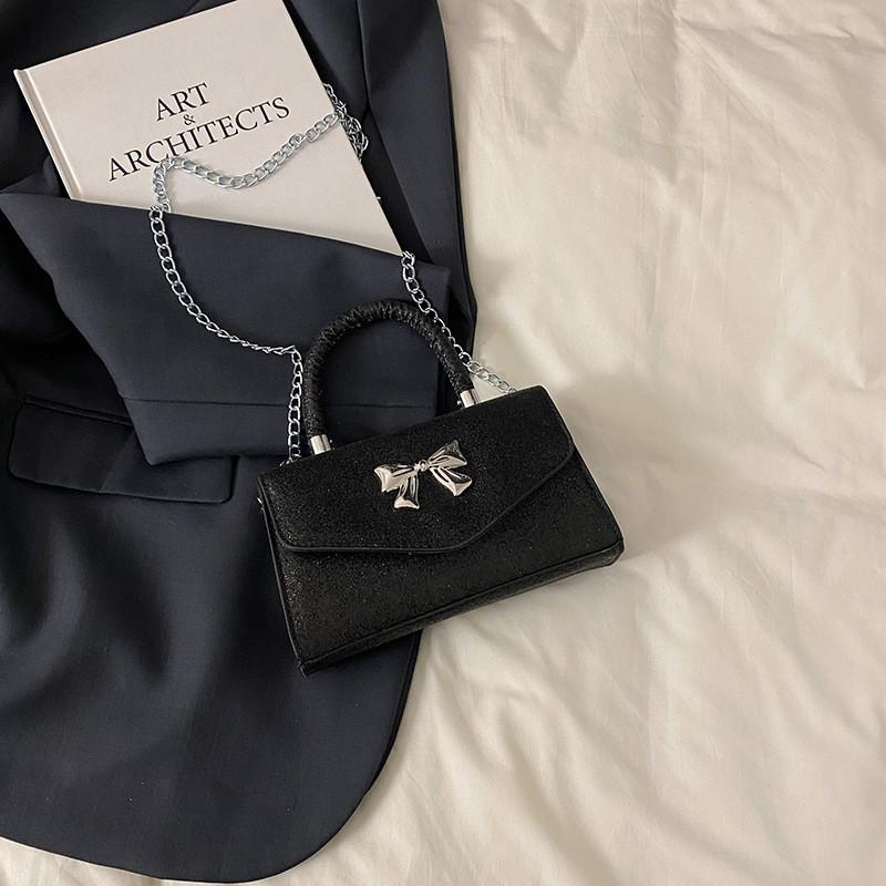 

Fashionable Gentle And Bow And Shiny Single Shoulder Chain Bag For Daily Outings чёрный