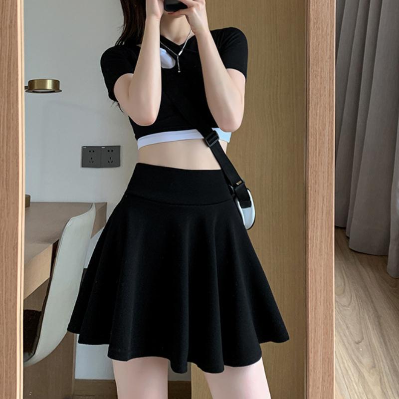 Bubble Short Skirt New Women's Large-size Skirt Women's Anti-exposure Korean High-waisted Sun Skirt Lined with Pleated Skirt