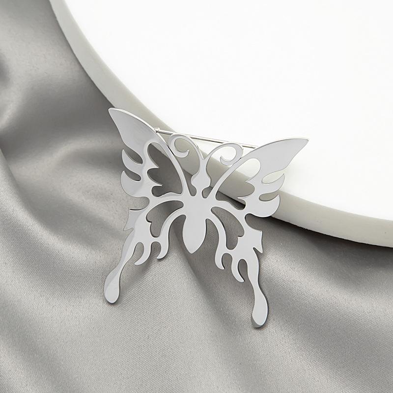 Cross-Border Stainless Steel Butterfly and Spider Brooch - Cold Style Suit Accessory