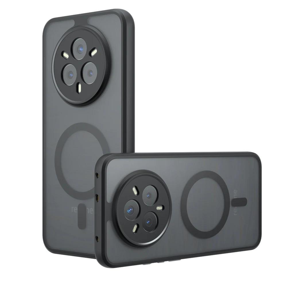 

Магнитный противоударный чехол для телефона Realme 14 Pro Plus 5G 14X 13 Pro Plus 12Pro GT Neo6 Narzo 70Pro 5G GT5Pro Жесткий бампер Magsafe Матовый чехол Realme 12 5G чёрный