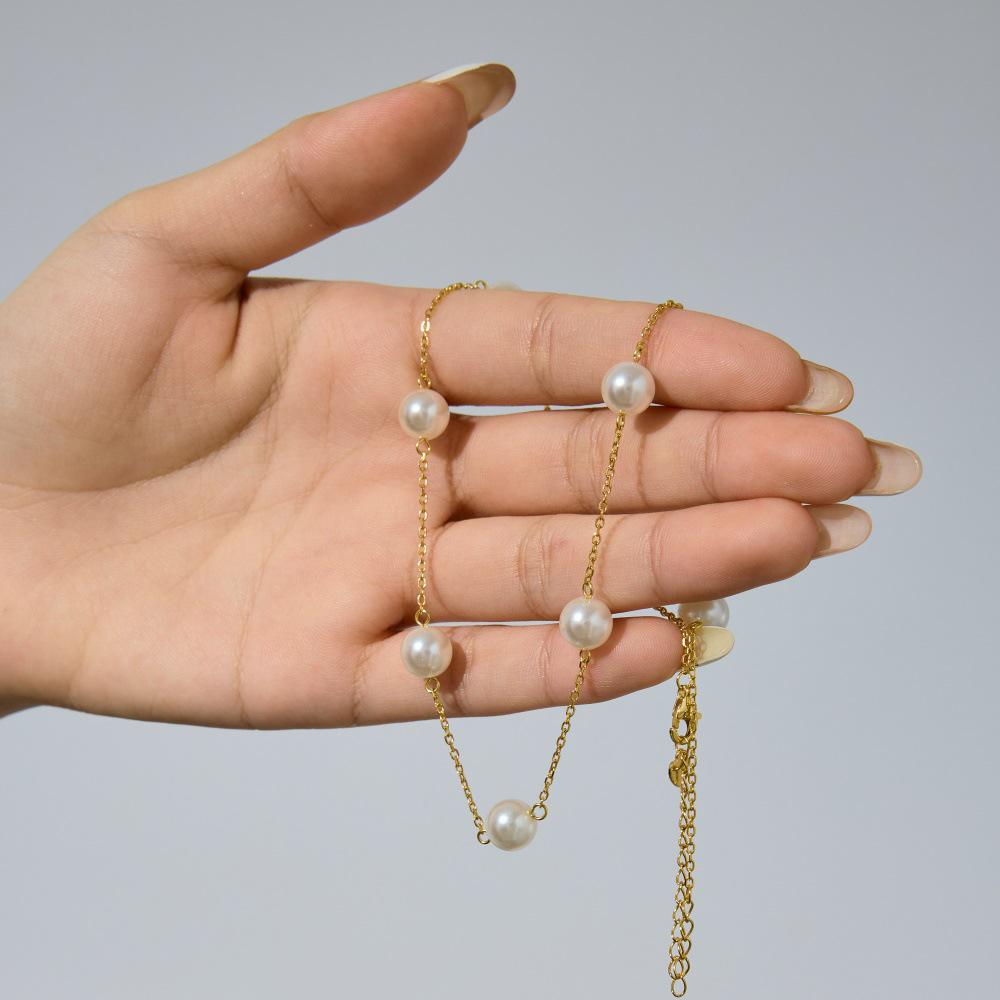 Korean Style S925 Sterling Silver Beaded and Layered Pearl Necklace for Women - Elegant Sweater Chain Accessory