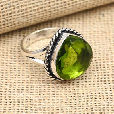 Glorious Peridot Gemstone Handmade 925 Sterling Silver Ring For Women
