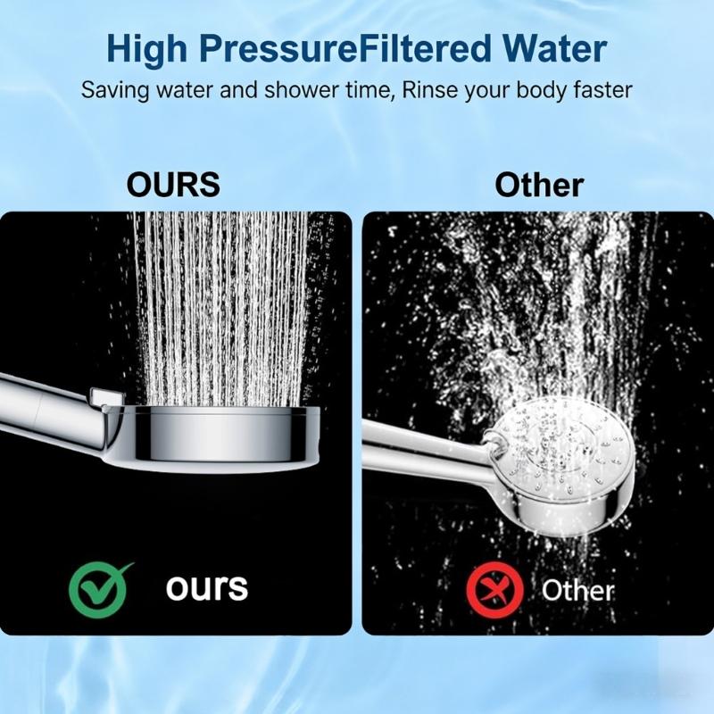 Easy installs No Tool Shower Head 10 Sprays Pattern Pressure Booster Strong ABS Construction for Strong Water Flows