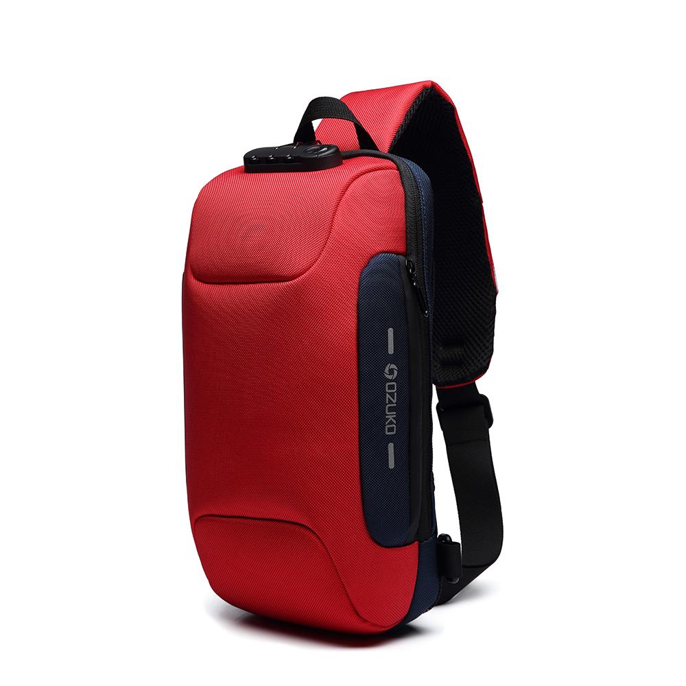 Pánská voděodolná taška přes rameno USB Oxford Crossbody proti krádeži Multifunkční krátká cestovní taška na hrudi pro muže