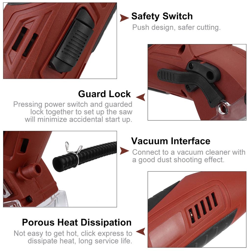 500W Mini Circular Saw Hand Tool Electric Wood Cutting Tool Vacuum Tube Tile Cutter DIY Power Tools with 3 Blades