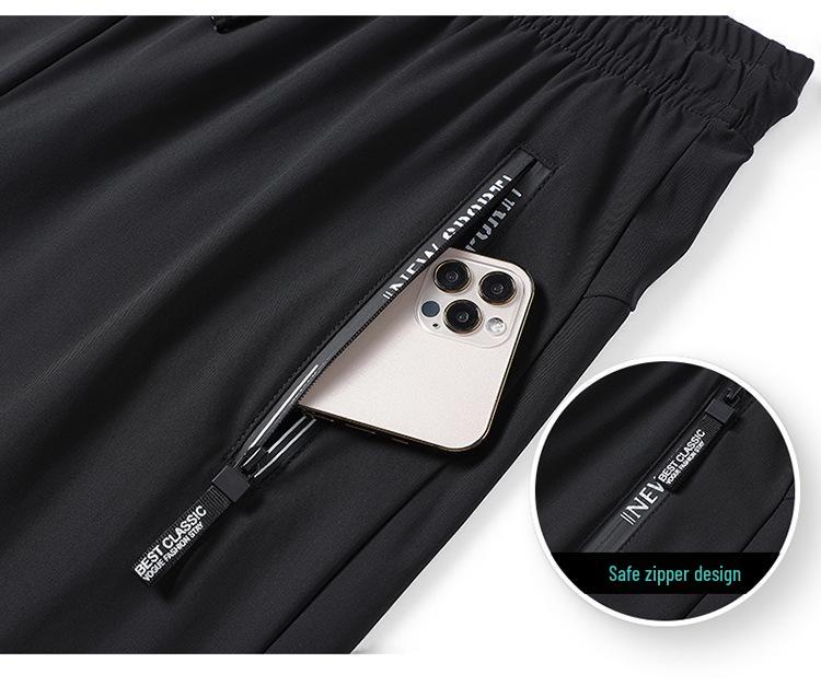 Men's Plus Size Quick-Dry Ice Silk Joggers - High Elasticity, Breathable, Straight Leg, Outdoor Casual Pants