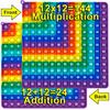 12X12 Multiplication 12+12 Addition Push Its Bubble Fidget Toys, Right Angle Rainbow Educational Teaching Toys