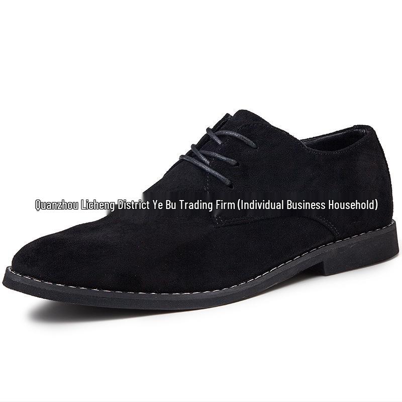 Men s Large Size Suede Leather Pointed-Toe Business Casual Martin Boots 45 чёрный