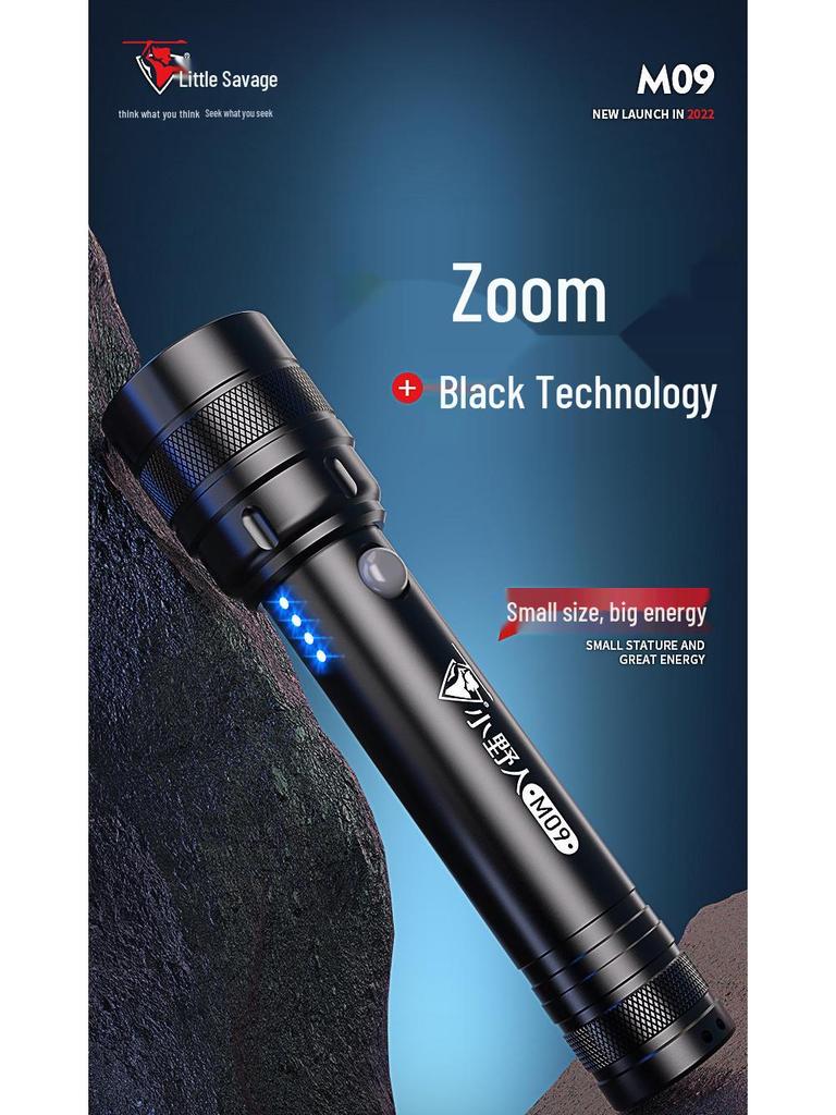 Rechargeable LED Outdoor Flashlight with Telescopic Zoom and Multifunctional Long-Range Emergency Lighting