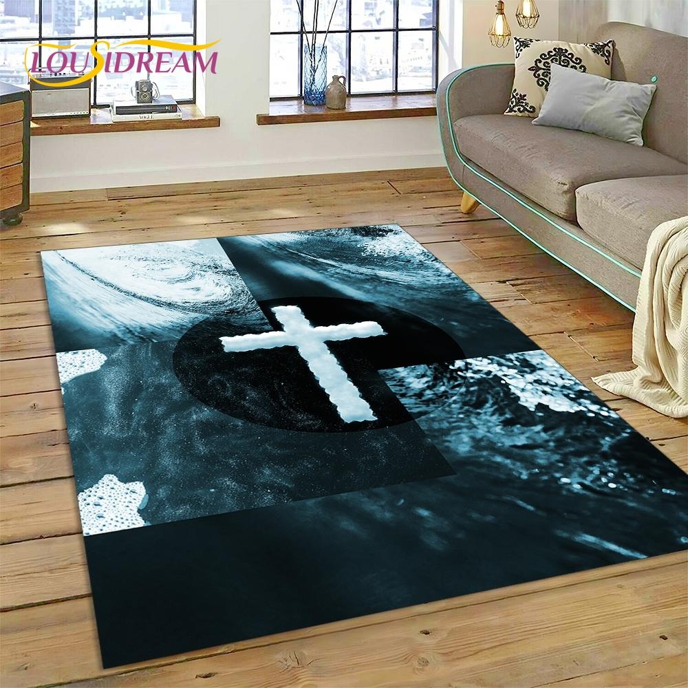 New 3D Pray Holy Bible Cross Jesus Carpet for Living Room Bedroom Home Decor,Floor Mat Non-slip Decoration for Sofa Doormat Gift
