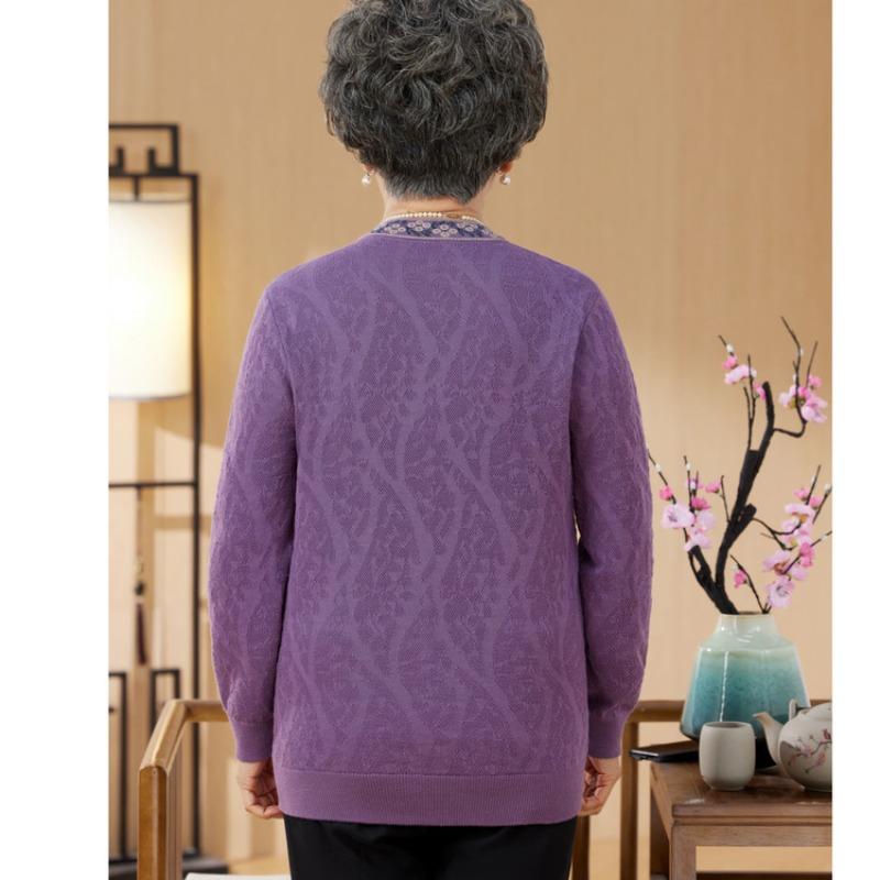 Autumn and Winter Thickened Knitted Sweater Jacket Old Man Old Lady On Clothes Old Man Autumn Clothes Female Grandma Cardigan