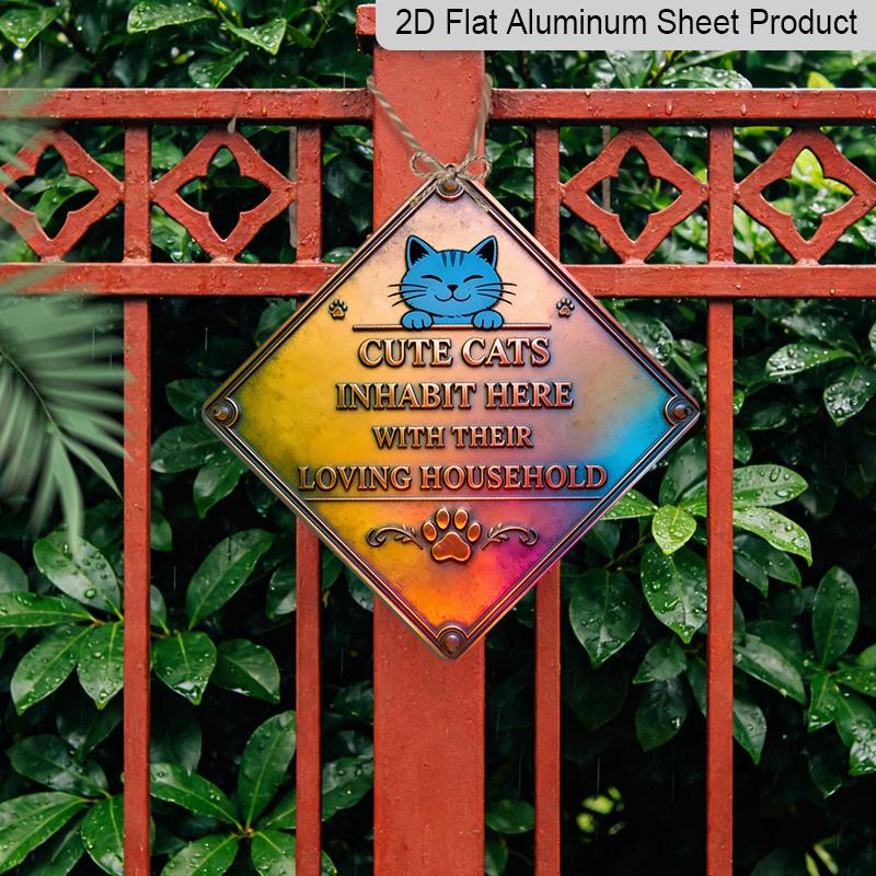 2D Flat, 1pc Funny Cat Wall Decor Suitable for Home & Office - Vintage Aluminum Metal Sign with Retro Cat, Suitable for Break Room, Living Room