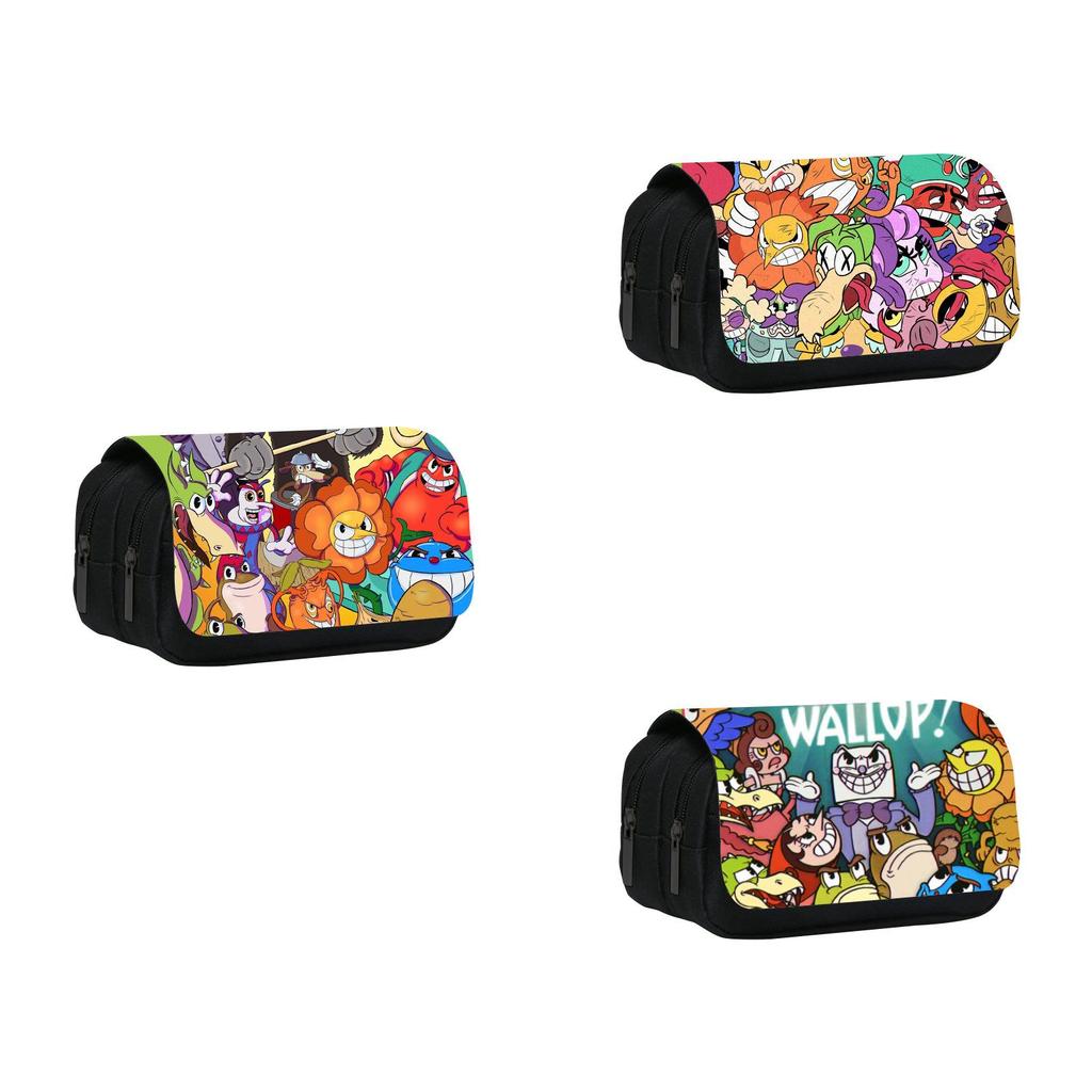 Cuphead Themed Travel Pencil Bag With Durable Polyester Material For Teens And Kids