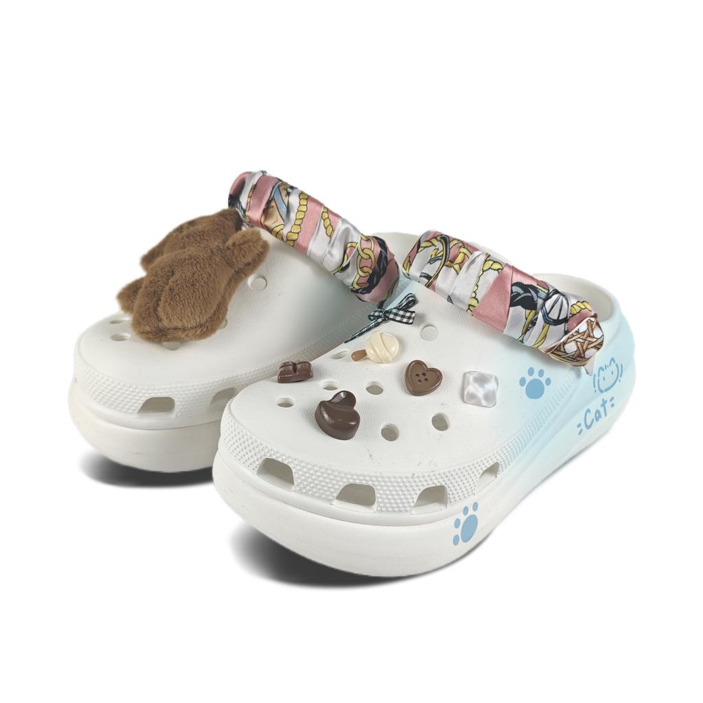 Crocs Crush Clog EVA Berry Jumping Bean Decorative Buckle Hand-painted Graffiti Casual Fashion Versatile Clogs Unisex White