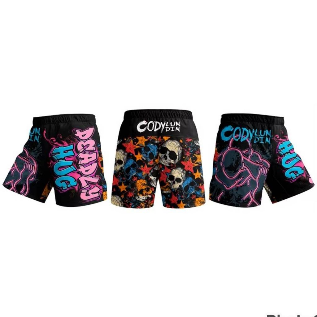 Gym MMA Muay Thai Kickboxing Boxing Fitness Print Shorts Elastic Waist Training Unisex Men Women Fight UFC Martial Art Fitness Training Sport Workout