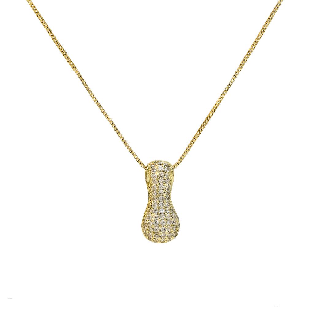 Luxury Zircon 26 English Letter Pendant Necklace for Women Gold Plated Stainless Steel Chain Fat Alphabet Hip Hop Necklace