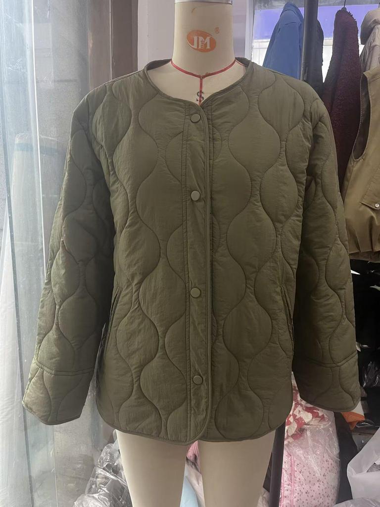 Europäische und amerikanische Damen Frühjahr 2025 Zweifarbige Baumwolljacke