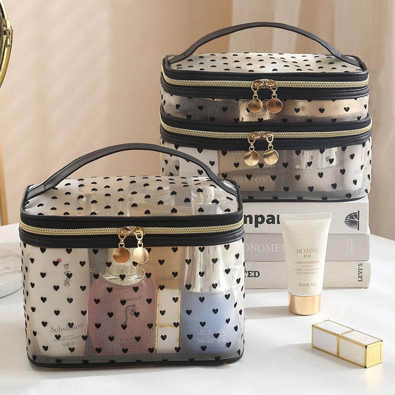 Reiseaufbewahrung, Malerei, Netz, Handliche Doppelschicht-Make-up-Tasche, Tragbare Sichtbare Veränderung, Schlüssel, Lippenstift, Verschiedene Aufbewahrungstasche