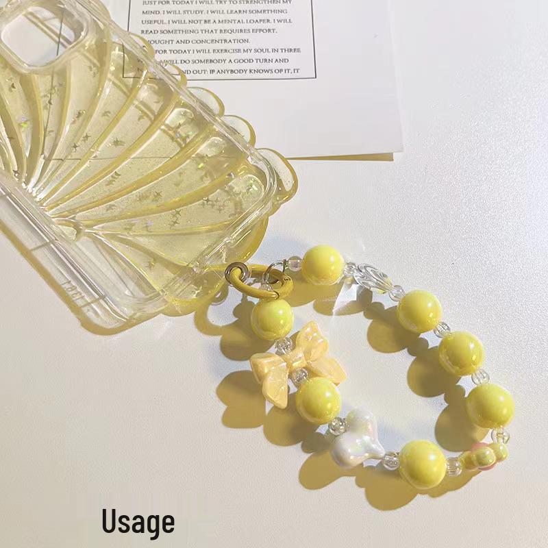 Trendy Heart Bowknot Beaded Bracelet & Phone Case Keychain Charm