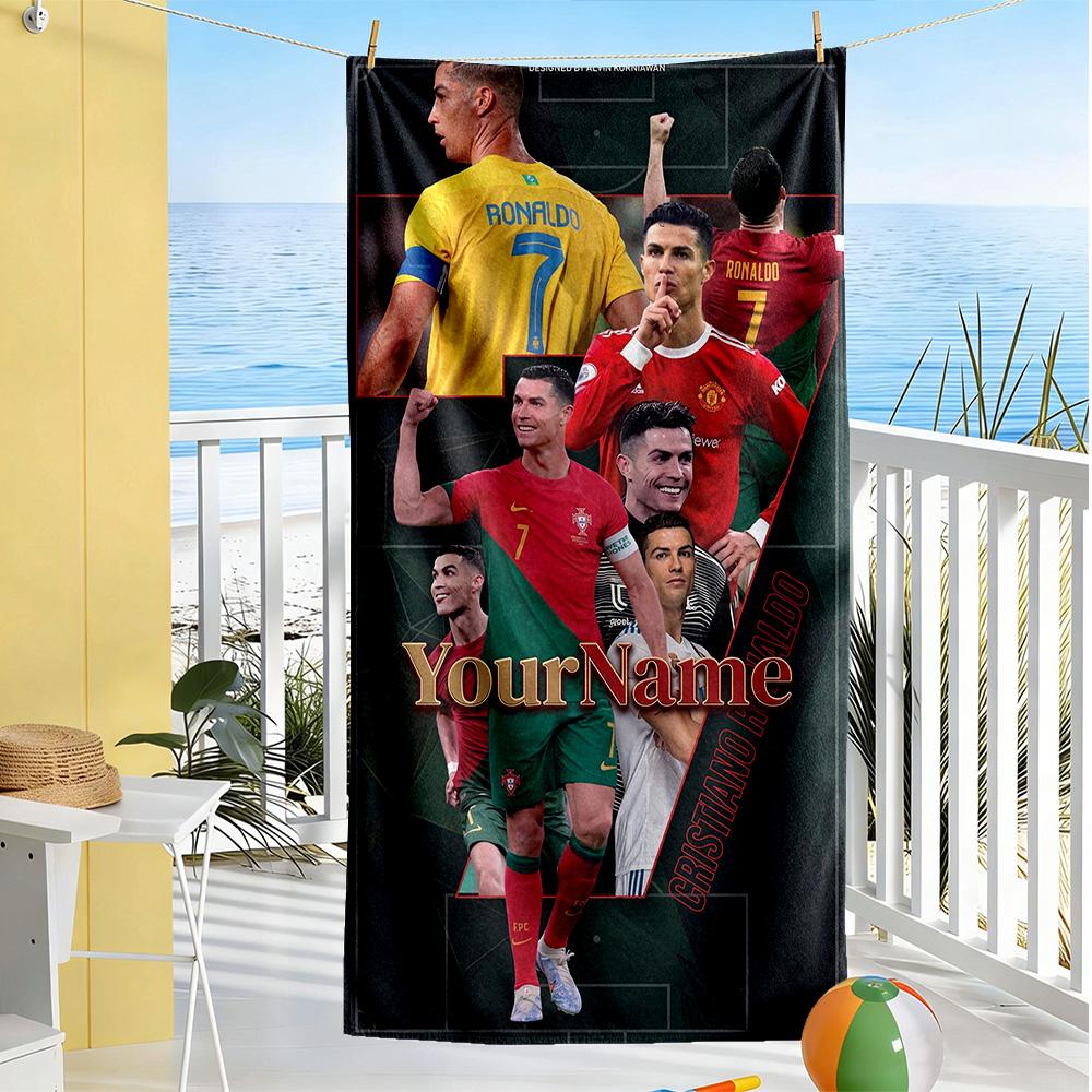 Cristiano Ronaldo Customize Your Name Beach Towel High Absorbency & Quick-Dry Portable for SwimmingBeachCamping Travel Beach AccessoriesGym