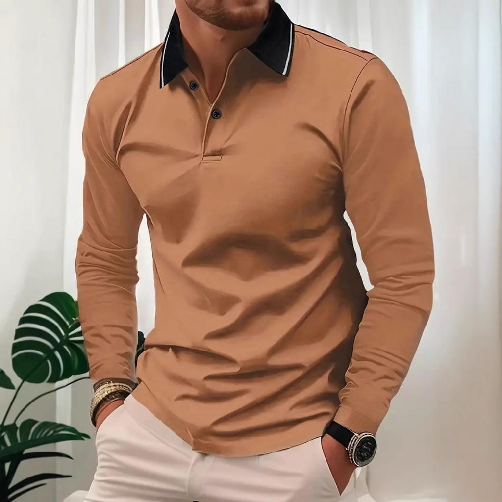 Spring and Autumn Men's Long Sleeve Business Casual Versatile Breathable Moisture Wicking Commuter Daily Top