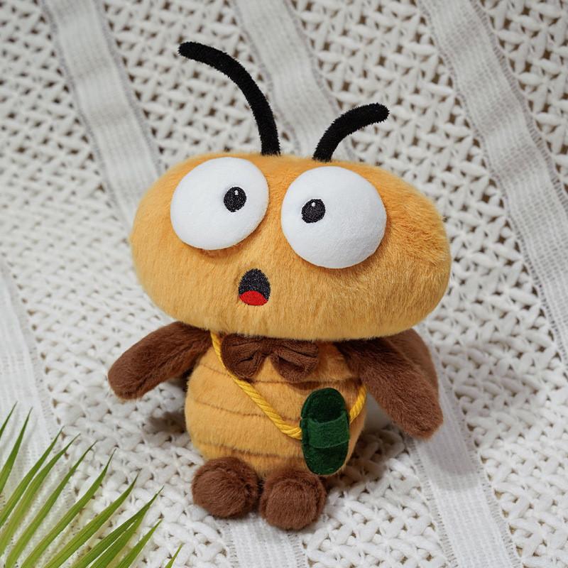 Cute Cartoon Cockroach With Bow Tie Slippers Plush Toy For Birthday Gift