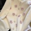 Plush soft waxy fashion sweater jacket women's summer new heavy industry flowers gentle and sweet knitted cardigan